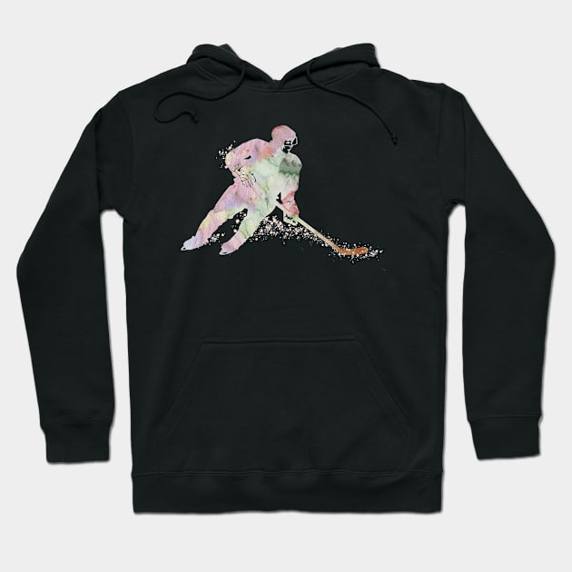 Girl Ice Hockey Player Watercolor Sport Gift Hoodie by LotusGifts